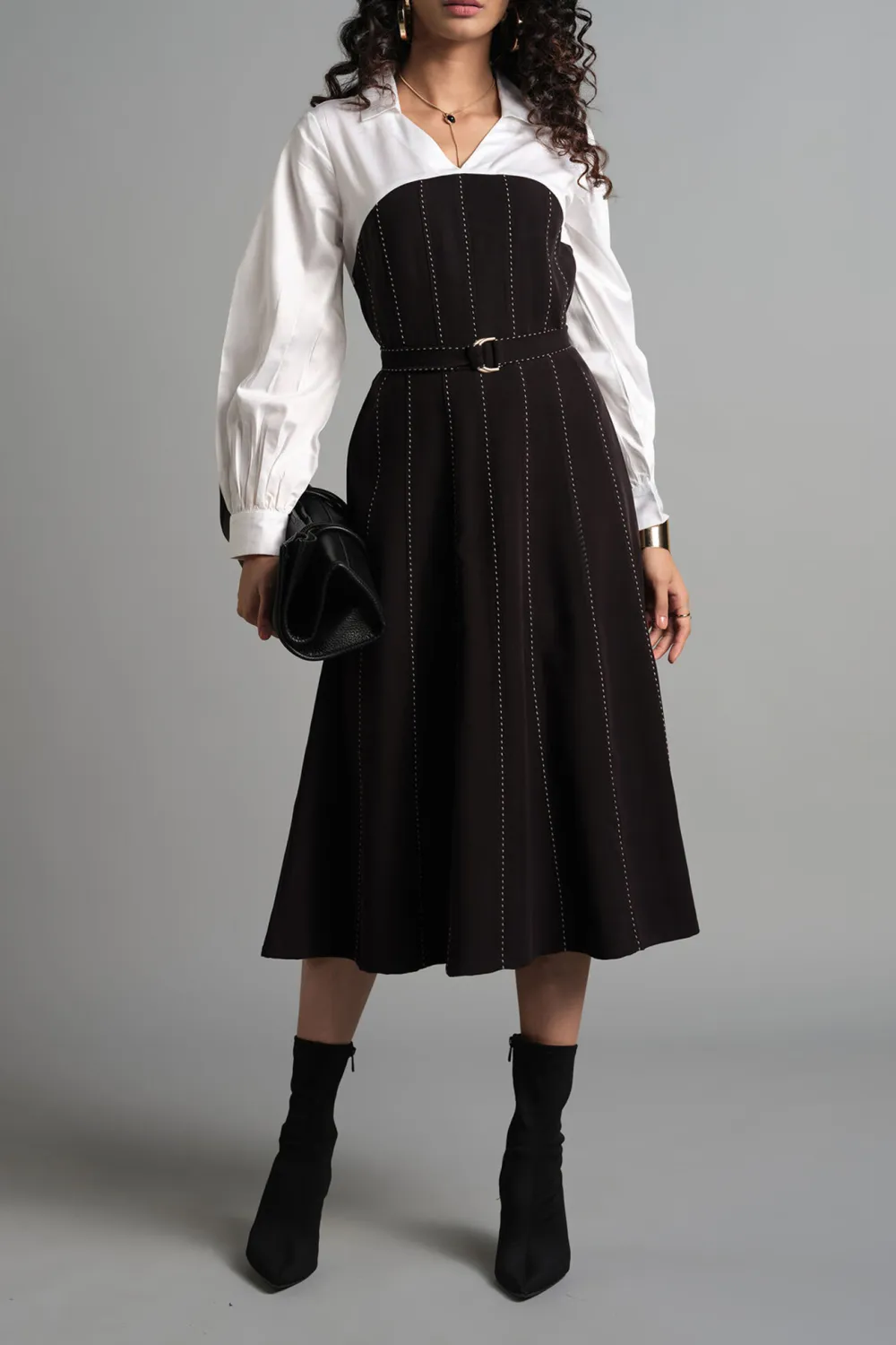 Casual Style White Striped Dress