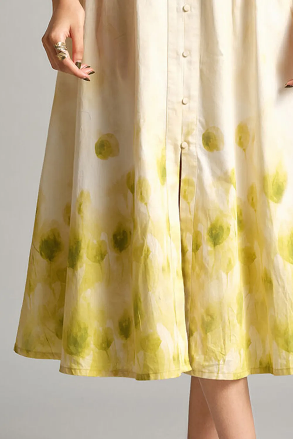 V-Neck Casual Style Flowers Dress