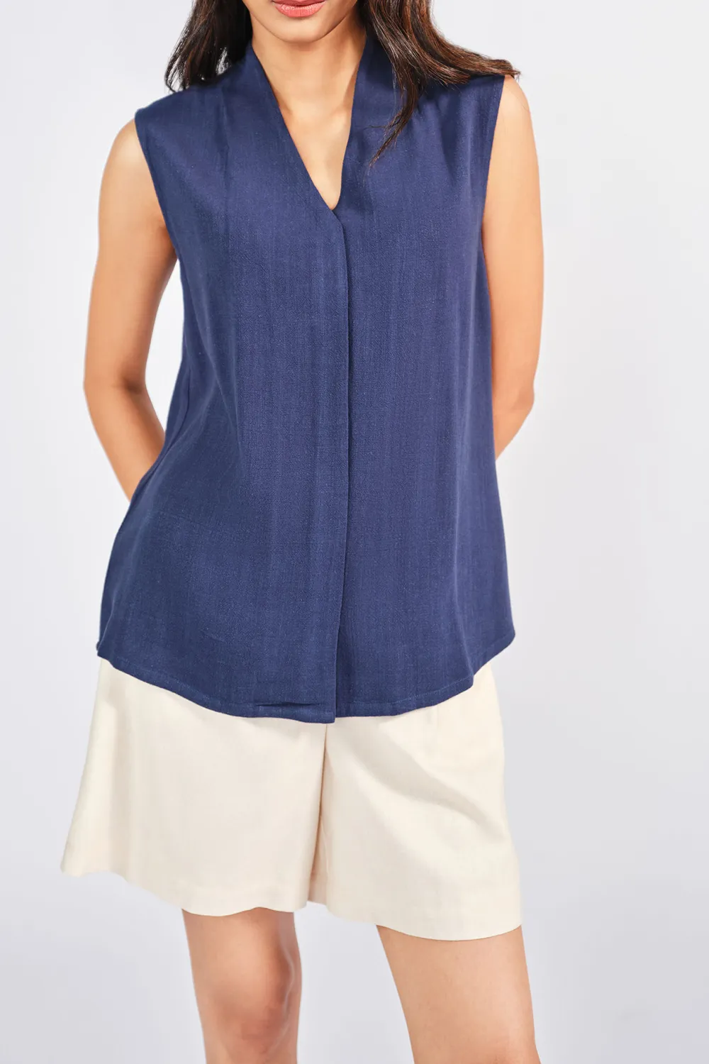 V-Neck Casual Style Plain Top