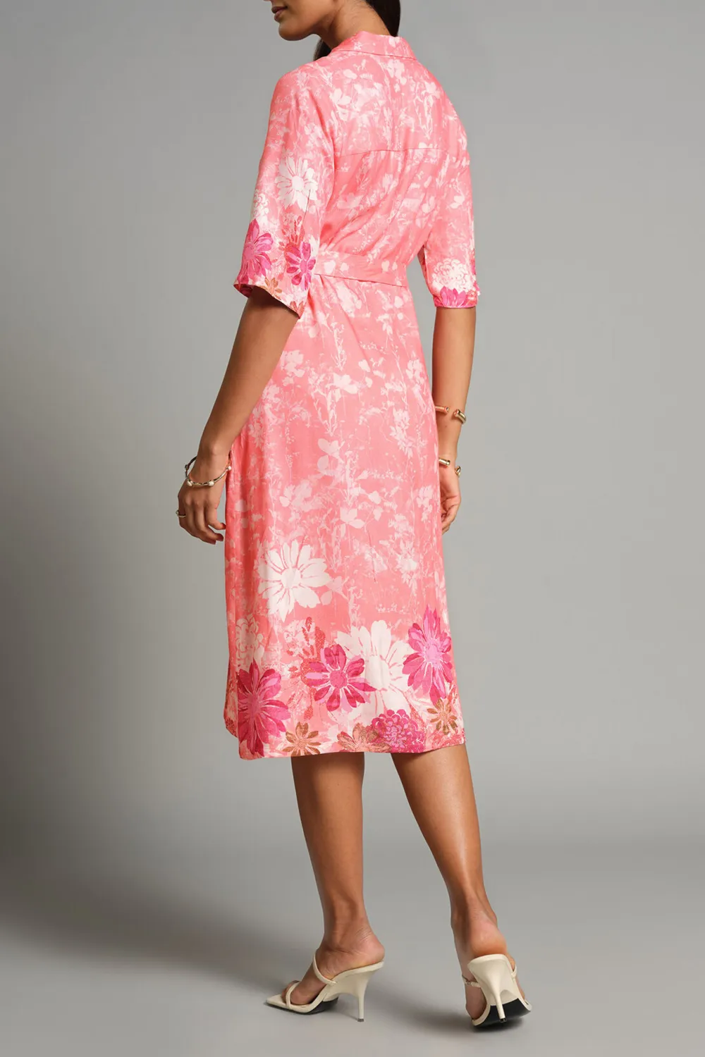 Casual Style Coral Blooms Dress