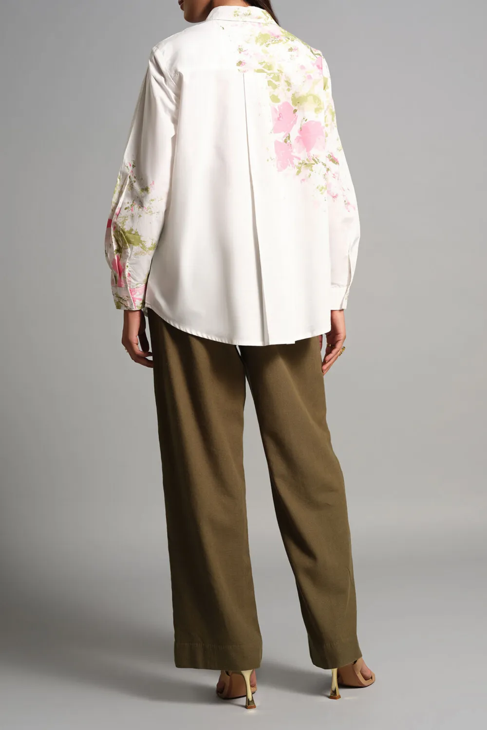 White Casual Style Floral Shirt