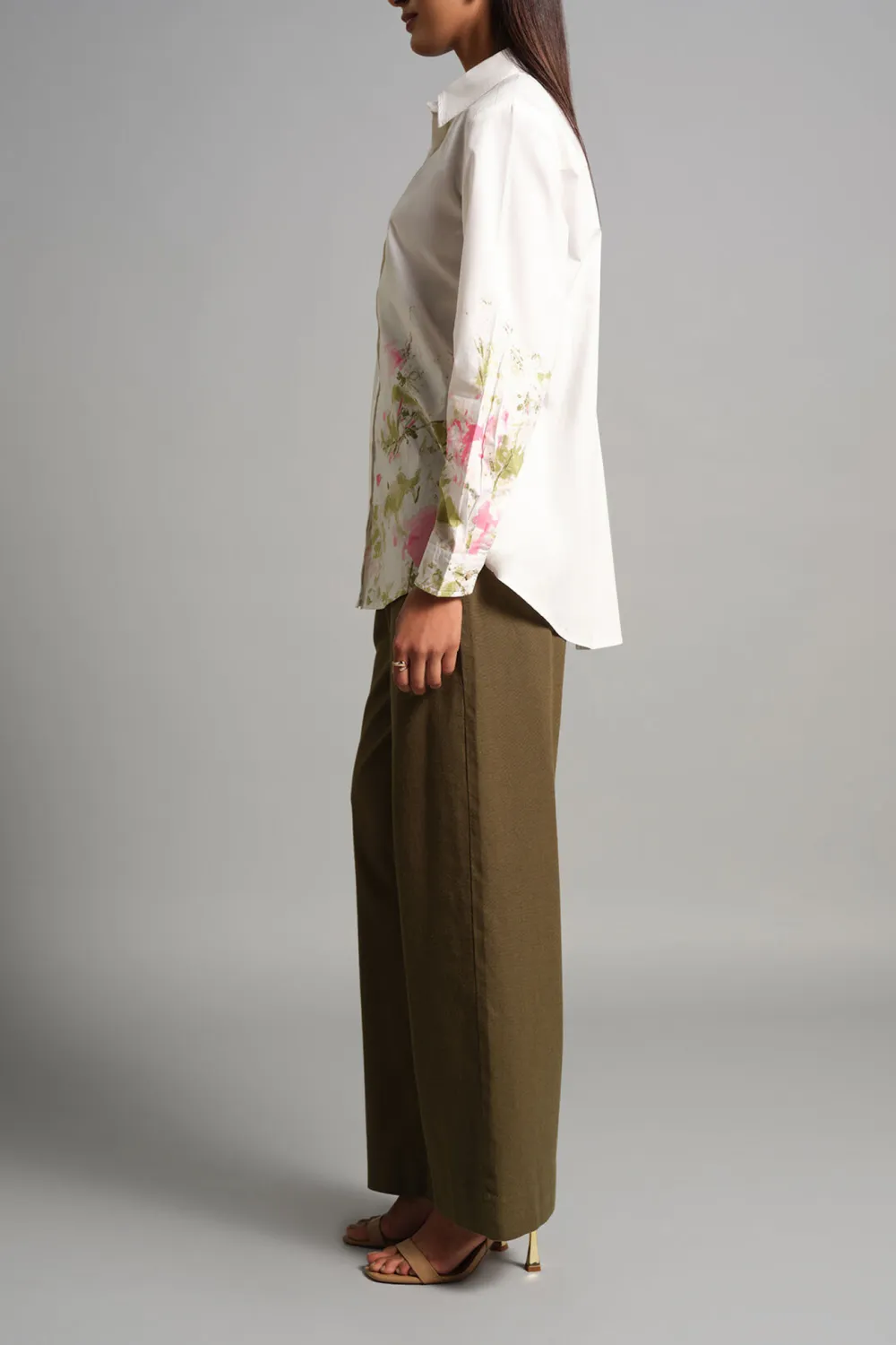 White Casual Style Floral Shirt