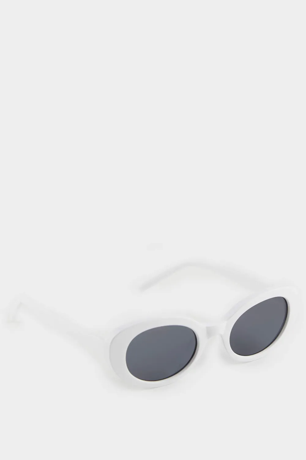 Oval-Shaped White-Framed Sunglasses
