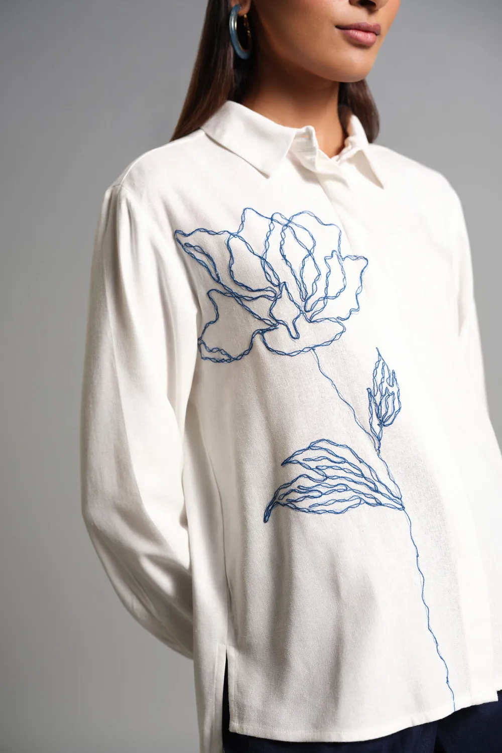 Casual Style Flower Canvas Shirt