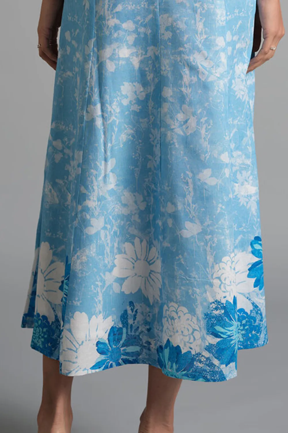 Blue Casual Style V-Neck Dress