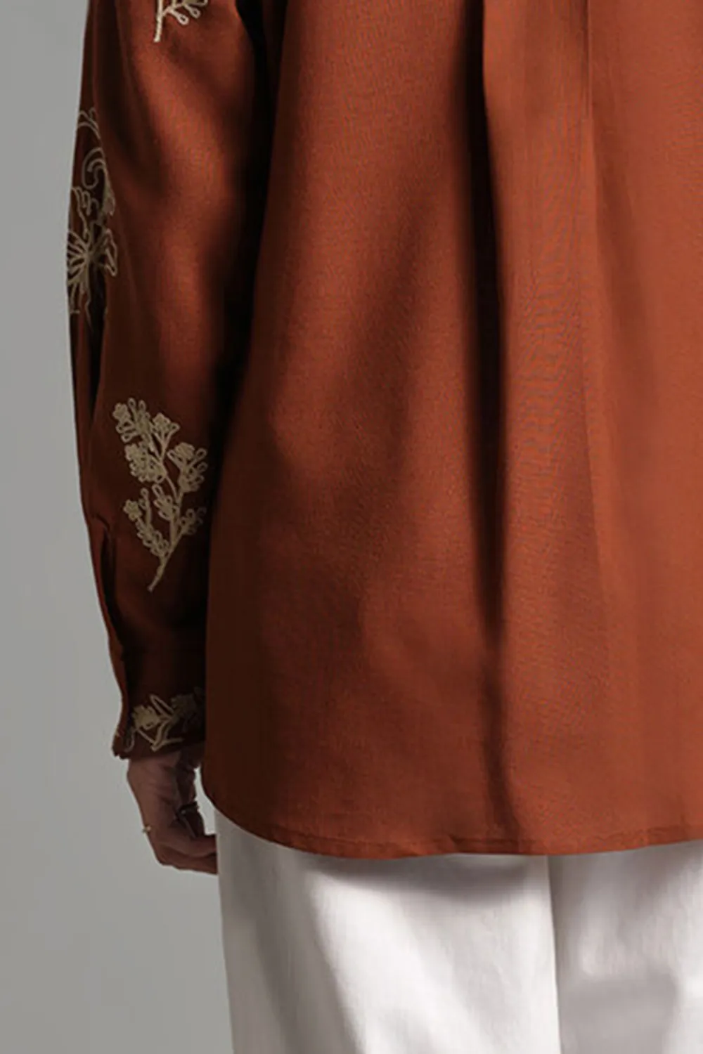 Brown Casual Style Floral  Shirt