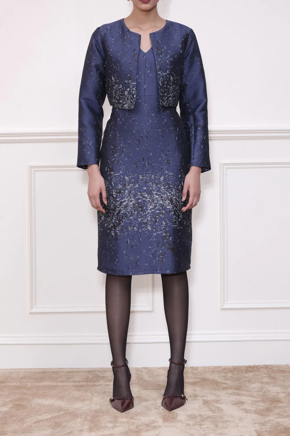 Navy Blue Regular Length Casual Style Outerwear