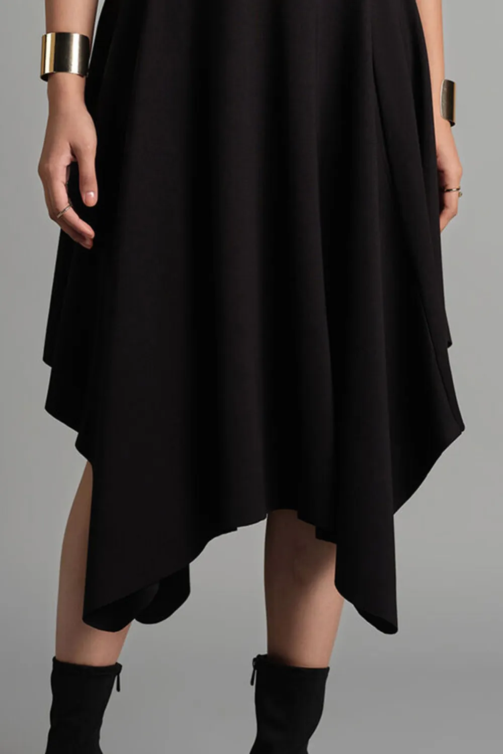 V-Neck Casual Style Black Dress