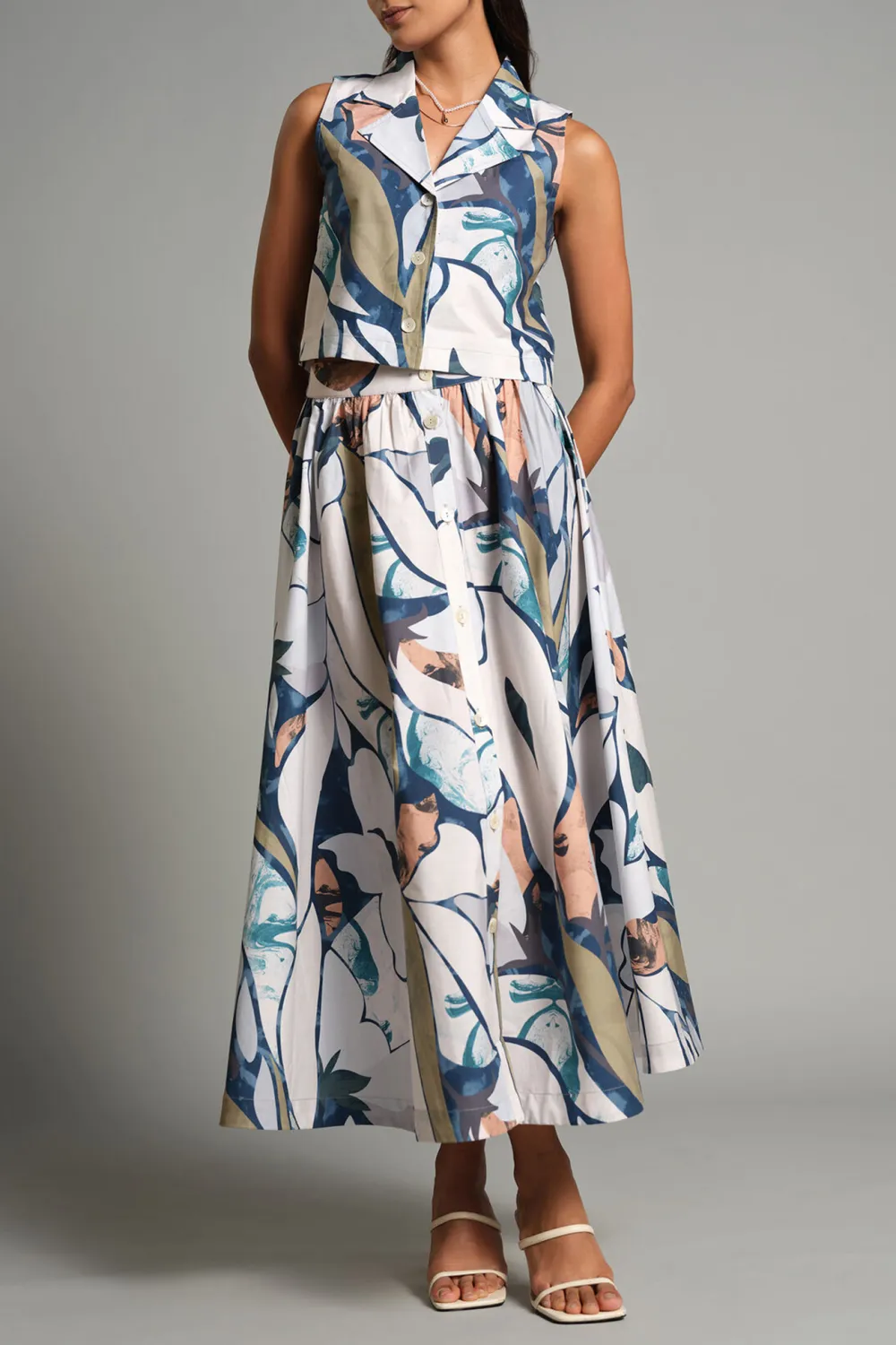 Grey Casual Style Skirt Set