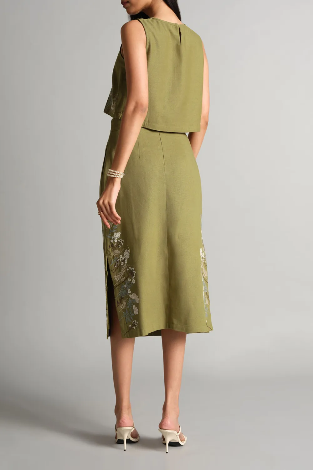 Olive Casual Style Skirt Set